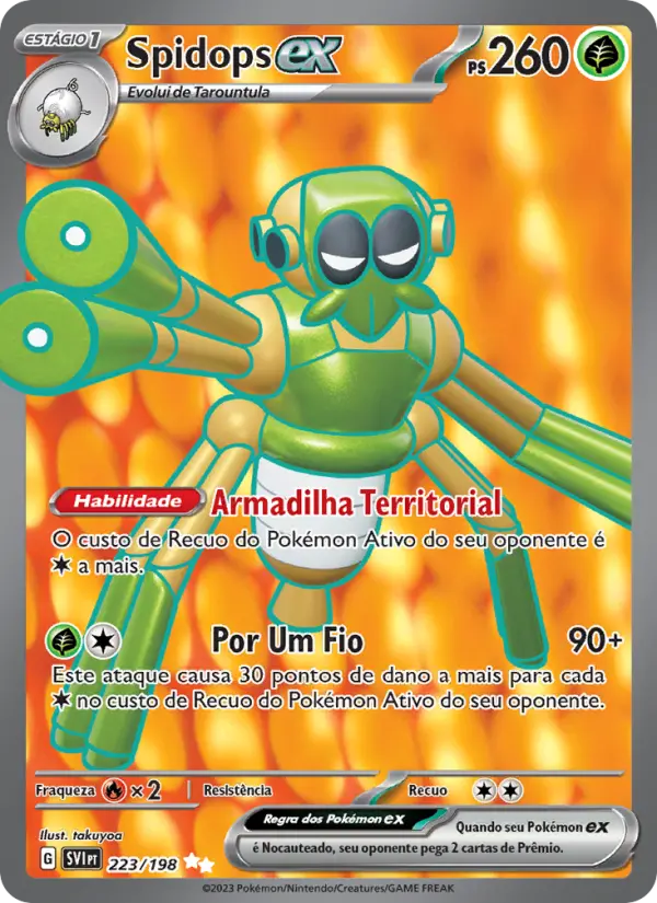 Carta Spidops ex, número 223/198 da coleção Escarlate e Violeta