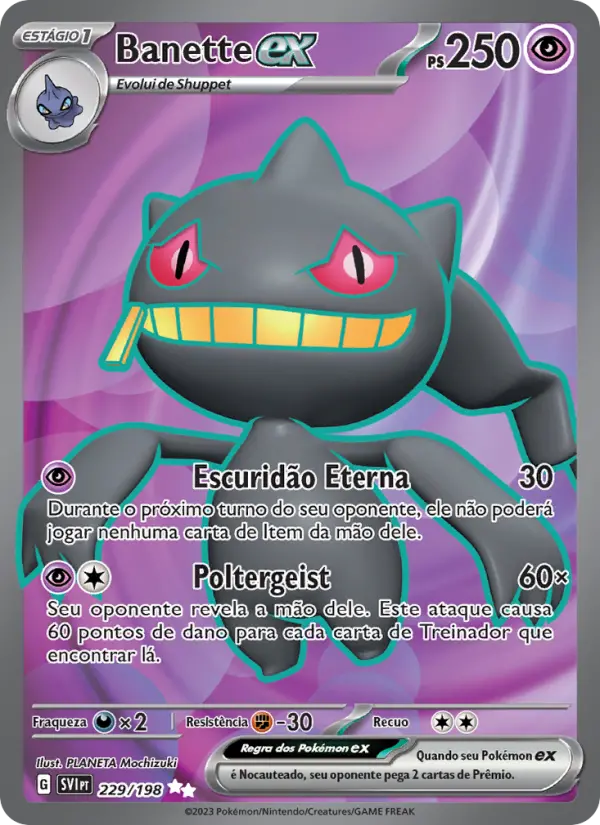 Carta Banette ex, número 229/198 da coleção Escarlate e Violeta