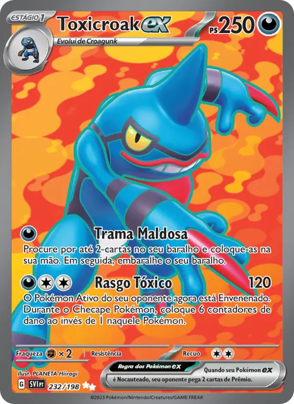 Carta Toxicroak ex, número 232/198 da coleção Escarlate e Violeta
