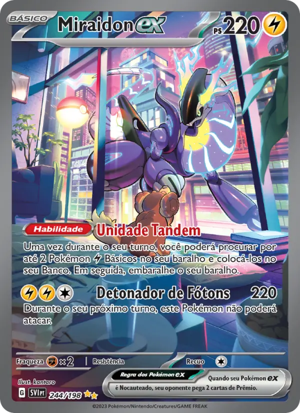 Carta Miraidon ex, número 244/198 da coleção Escarlate e Violeta