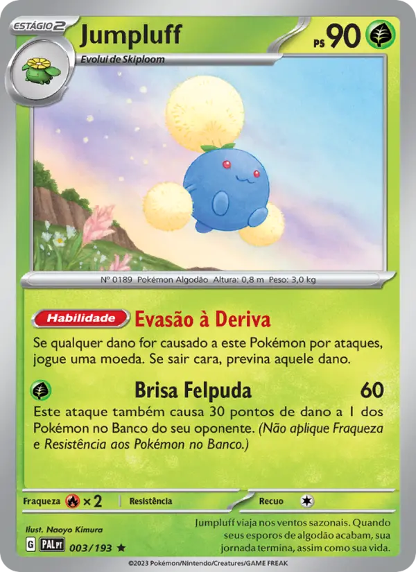 Carta Jumpluff, número 003/193 da coleção Evoluções em Paldea