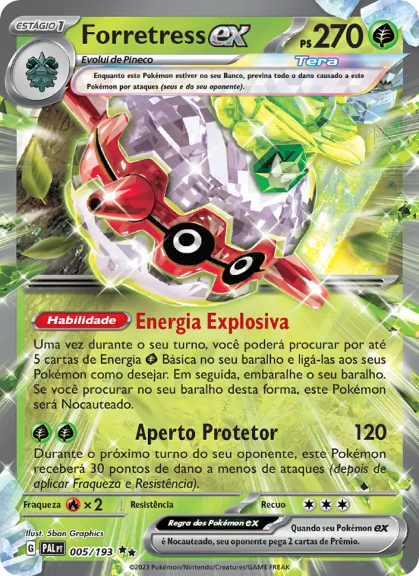 Carta Forretress ex, número 005/193 da coleção Evoluções em Paldea