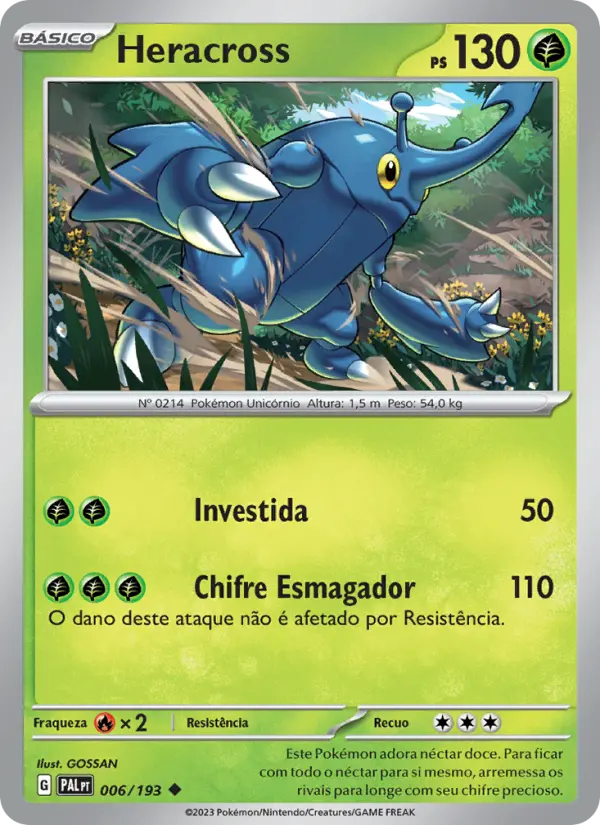 Carta Heracross, número 006/193 da coleção Evoluções em Paldea