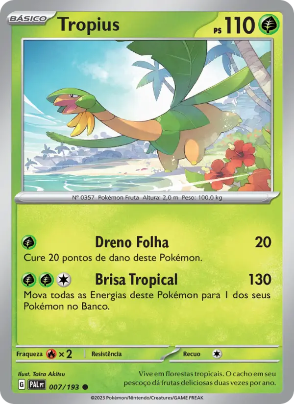 Carta Tropius, número 007/193 da coleção Evoluções em Paldea