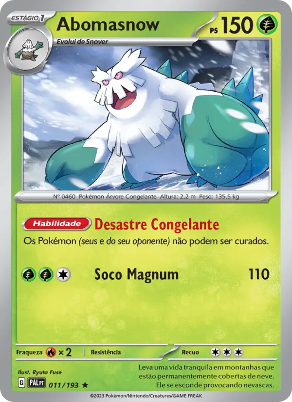 Carta Abomasnow, número 011/193 da coleção Evoluções em Paldea
