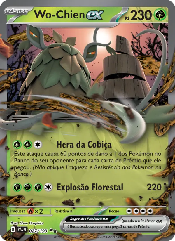 Carta Wo-Chien ex, número 027/193 da coleção Evoluções em Paldea