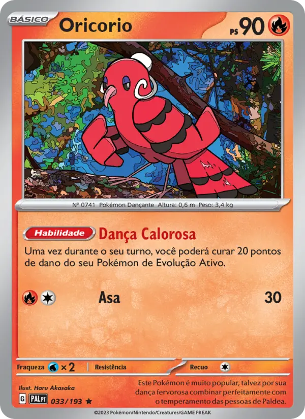 Carta Oricorio, número 033/193 da coleção Evoluções em Paldea