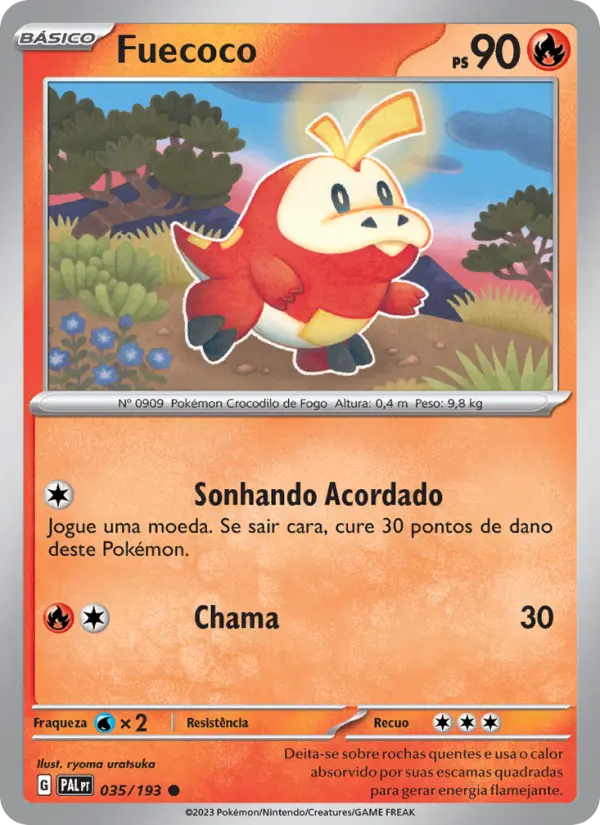 Carta Fuecoco, número 035/193 da coleção Evoluções em Paldea