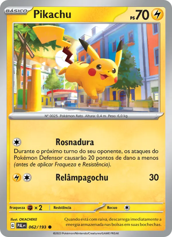 Carta Pikachu, número 062/193 da coleção Evoluções em Paldea