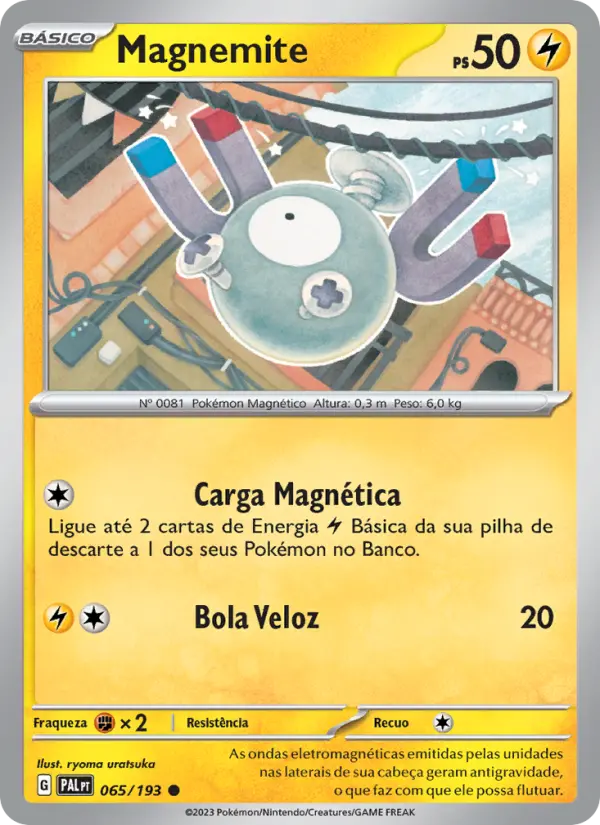 Carta Magnemite, número 065/193 da coleção Evoluções em Paldea
