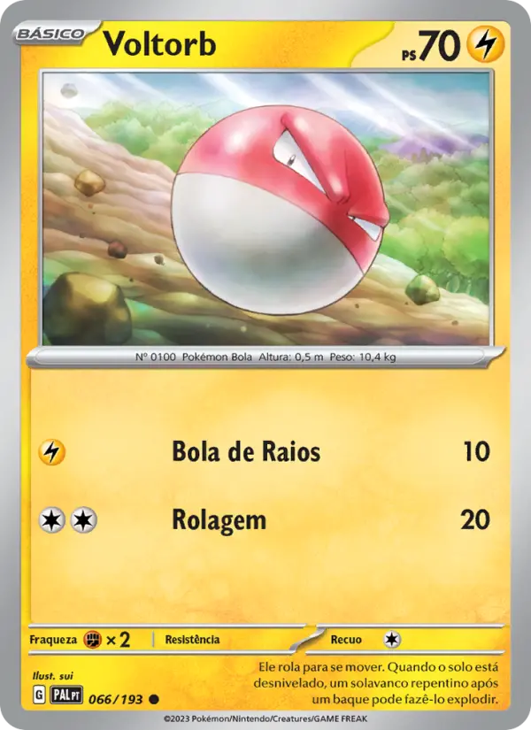 Carta Voltorb, número 066/193 da coleção Evoluções em Paldea