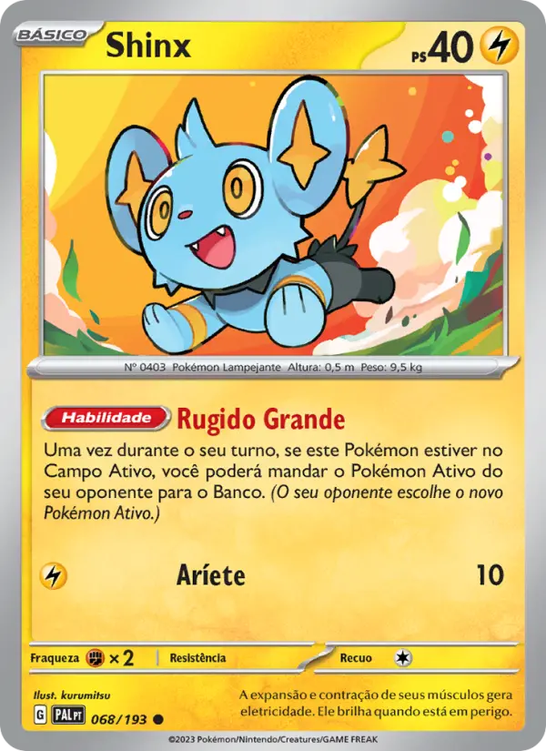 Carta Shinx, número 068/193 da coleção Evoluções em Paldea