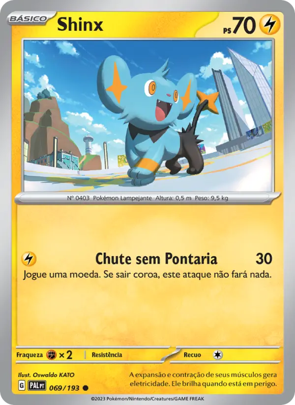 Carta Shinx, número 069/193 da coleção Evoluções em Paldea