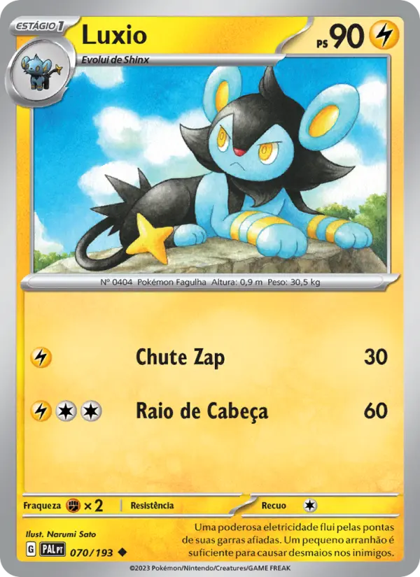 Carta Luxio, número 070/193 da coleção Evoluções em Paldea