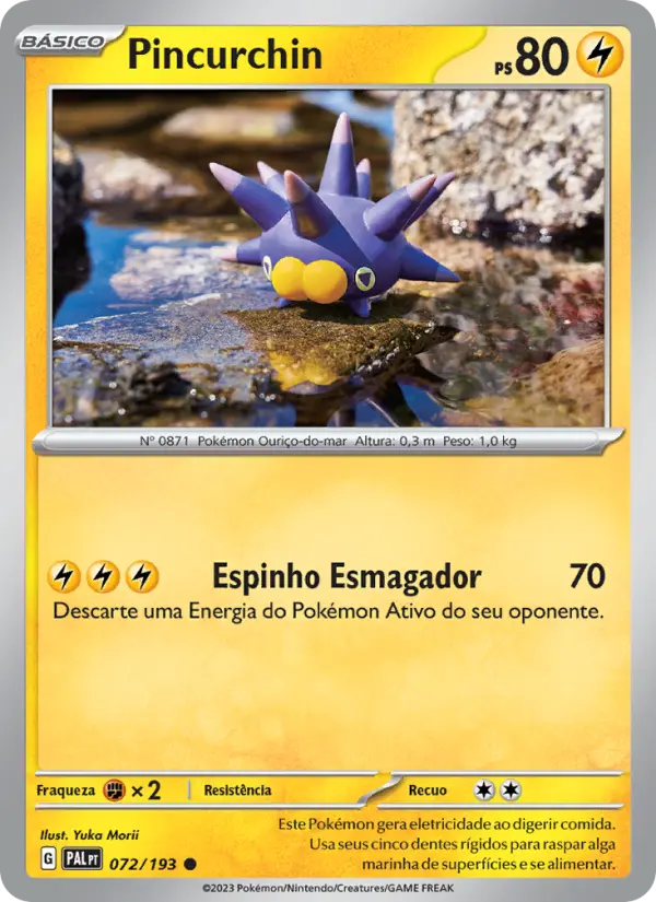 Carta Pincurchin, número 072/193 da coleção Evoluções em Paldea