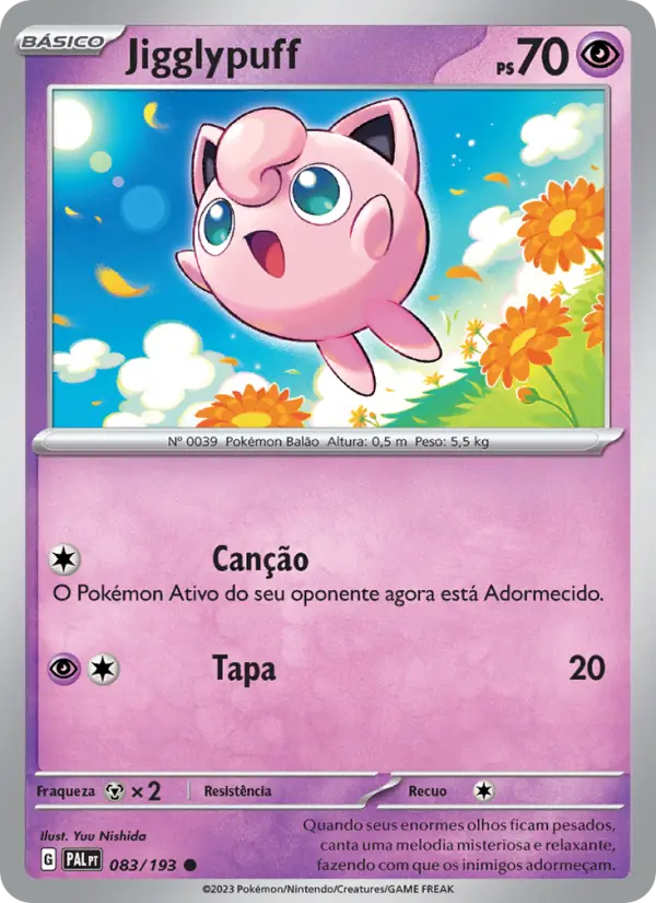 Carta Jigglypuff, número 083/193 da coleção Evoluções em Paldea