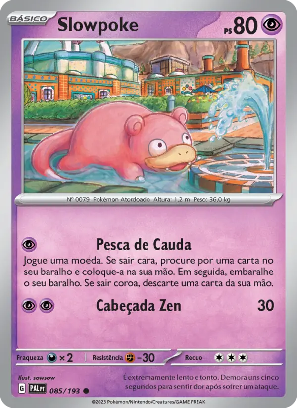 Carta Slowpoke, número 085/193 da coleção Evoluções em Paldea