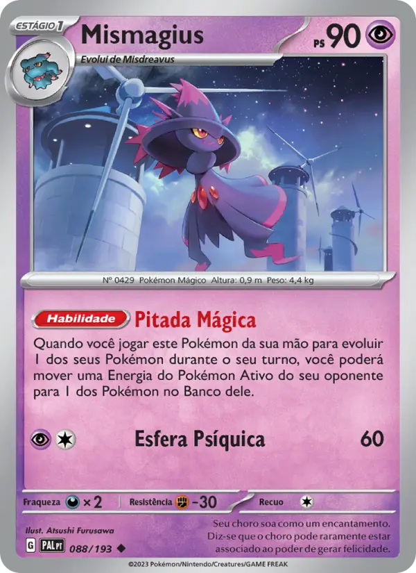 Carta Mismagius, número 088/193 da coleção Evoluções em Paldea