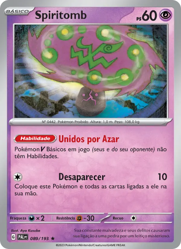 Carta Spiritomb, número 089/193 da coleção Evoluções em Paldea