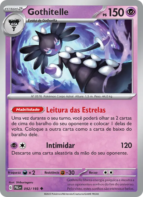 Carta Gothitelle, número 092/193 da coleção Evoluções em Paldea