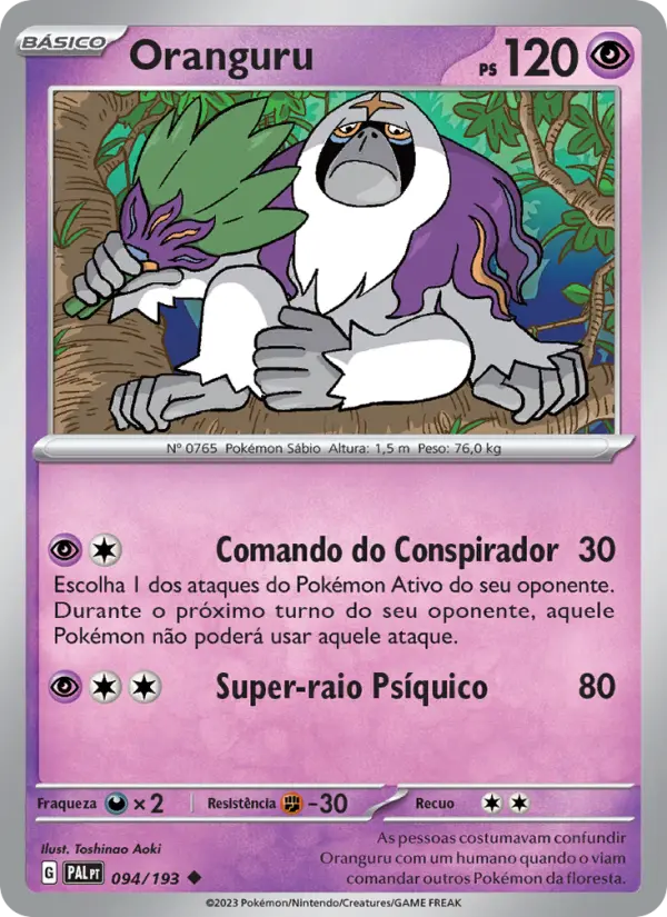 Carta Oranguru, número 094/193 da coleção Evoluções em Paldea