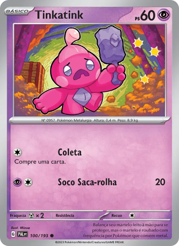 Carta Tinkatink, número 100/193 da coleção Evoluções em Paldea