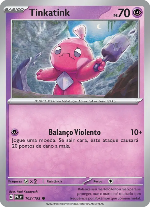 Carta Tinkatink, número 102/193 da coleção Evoluções em Paldea