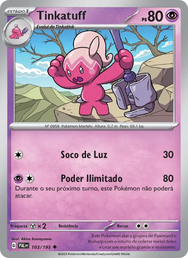 Carta Tinkatuff, número 103/193 da coleção Evoluções em Paldea