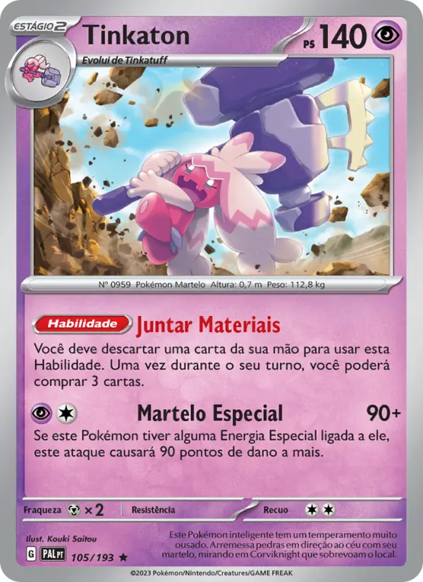 Carta Tinkaton, número 105/193 da coleção Evoluções em Paldea