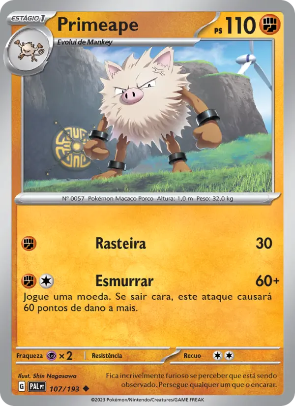 Carta Primeape, número 107/193 da coleção Evoluções em Paldea