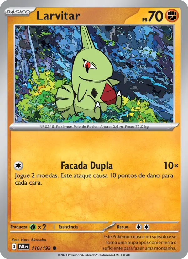 Carta Larvitar, número 110/193 da coleção Evoluções em Paldea