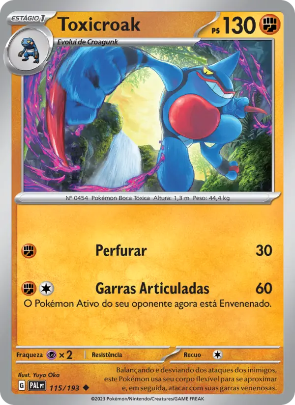 Carta Toxicroak, número 115/193 da coleção Evoluções em Paldea