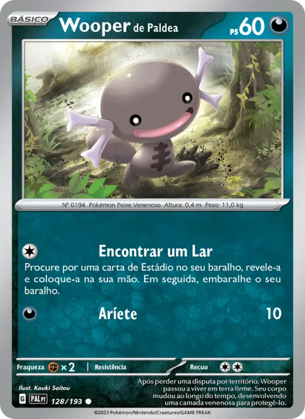 Carta Wooper de Paldea, número 128/193 da coleção Evoluções em Paldea