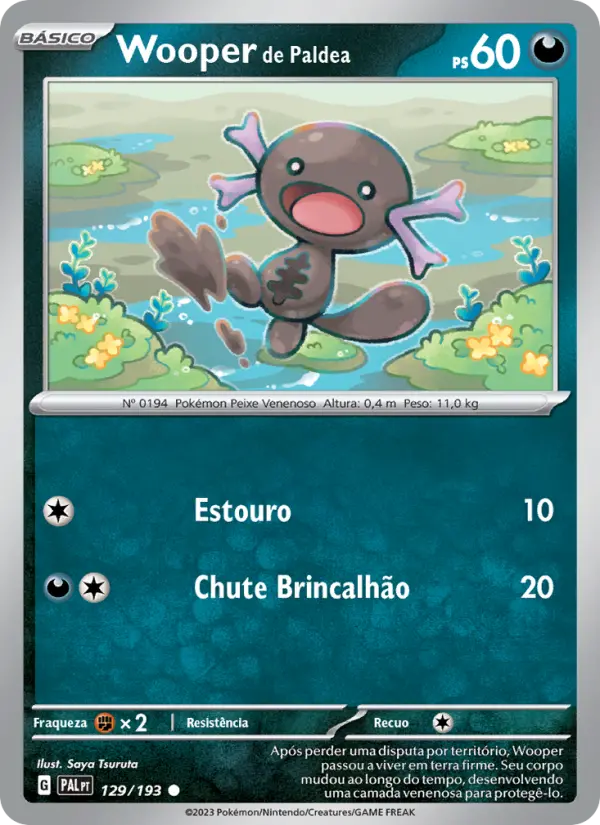 Carta Wooper de Paldea, número 129/193 da coleção Evoluções em Paldea