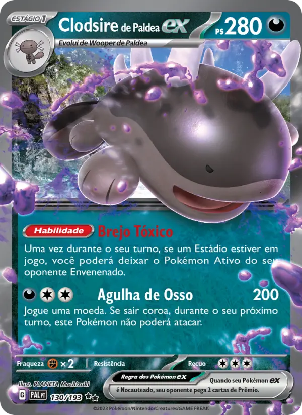 Carta Clodsire de Paldea ex, número 130/193 da coleção Evoluções em Paldea