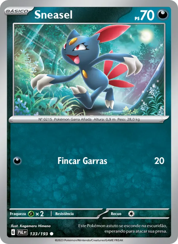Carta Sneasel, número 133/193 da coleção Evoluções em Paldea