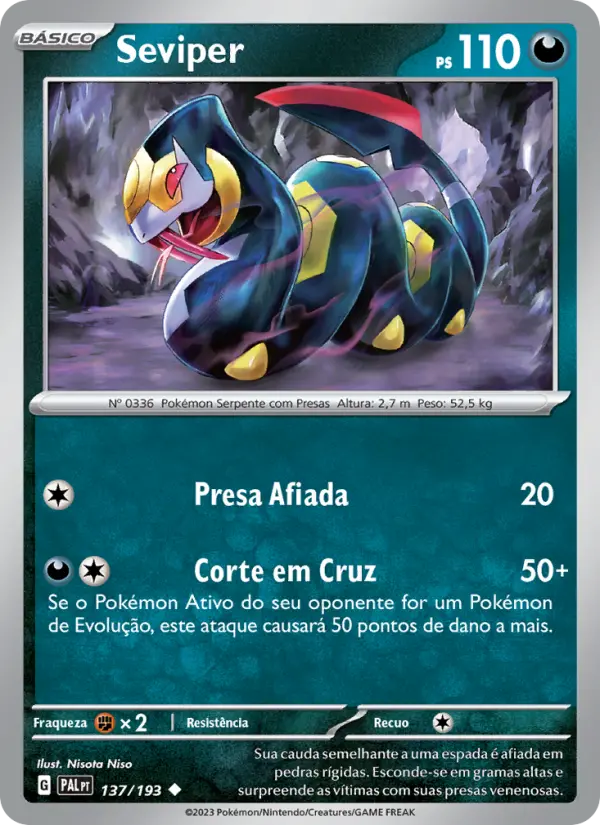 Carta Seviper, número 137/193 da coleção Evoluções em Paldea