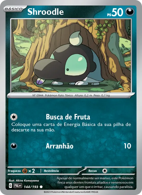 Carta Shroodle, número 144/193 da coleção Evoluções em Paldea