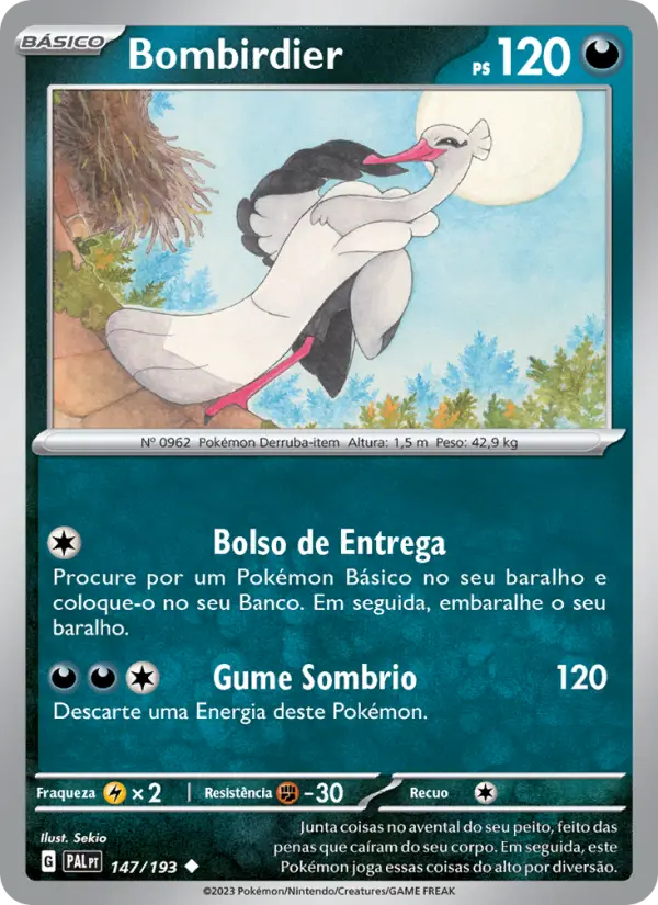 Carta Bombirdier, número 147/193 da coleção Evoluções em Paldea