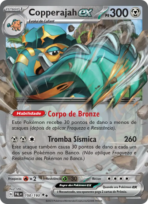 Carta Copperajah ex, número 150/193 da coleção Evoluções em Paldea