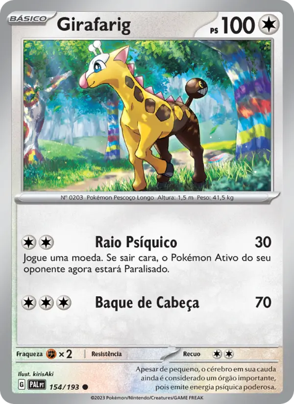 Carta Girafarig, número 154/193 da coleção Evoluções em Paldea