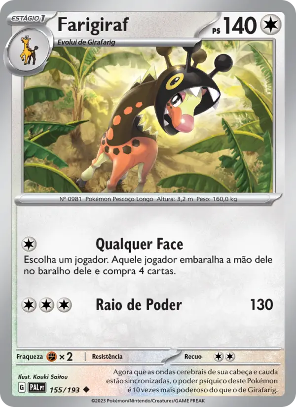 Carta Farigiraf, número 155/193 da coleção Evoluções em Paldea