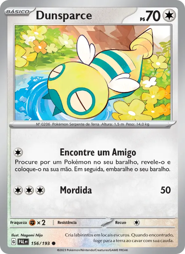 Carta Dunsparce, número 156/193 da coleção Evoluções em Paldea