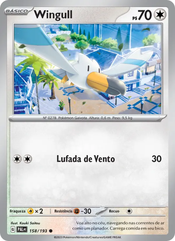 Carta Wingull, número 158/193 da coleção Evoluções em Paldea