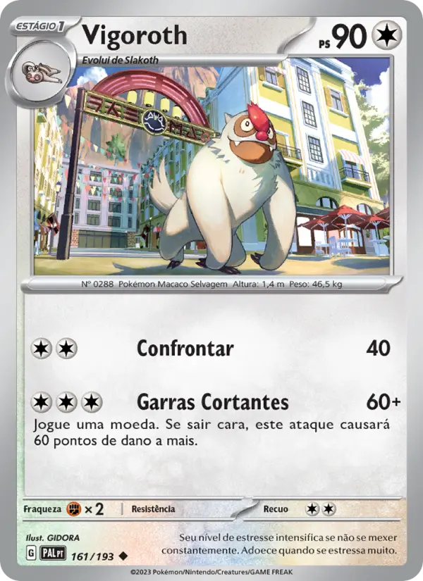 Carta Vigoroth, número 161/193 da coleção Evoluções em Paldea