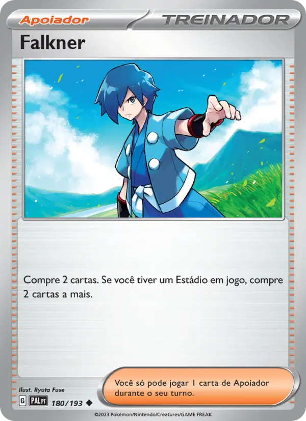 Carta Falkner, número 180/193 da coleção Evoluções em Paldea