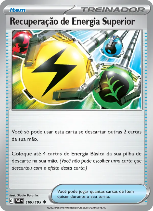 Carta Recuperação de Energia Superior, número 189/193 da coleção Evoluções em Paldea