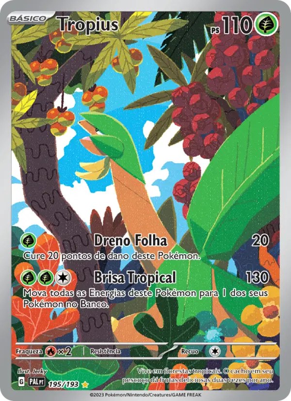 Carta Tropius, número 195/193 da coleção Evoluções em Paldea