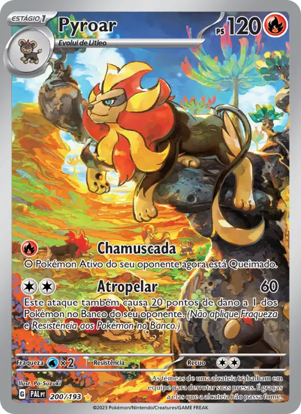 Carta Pyroar, número 200/193 da coleção Evoluções em Paldea