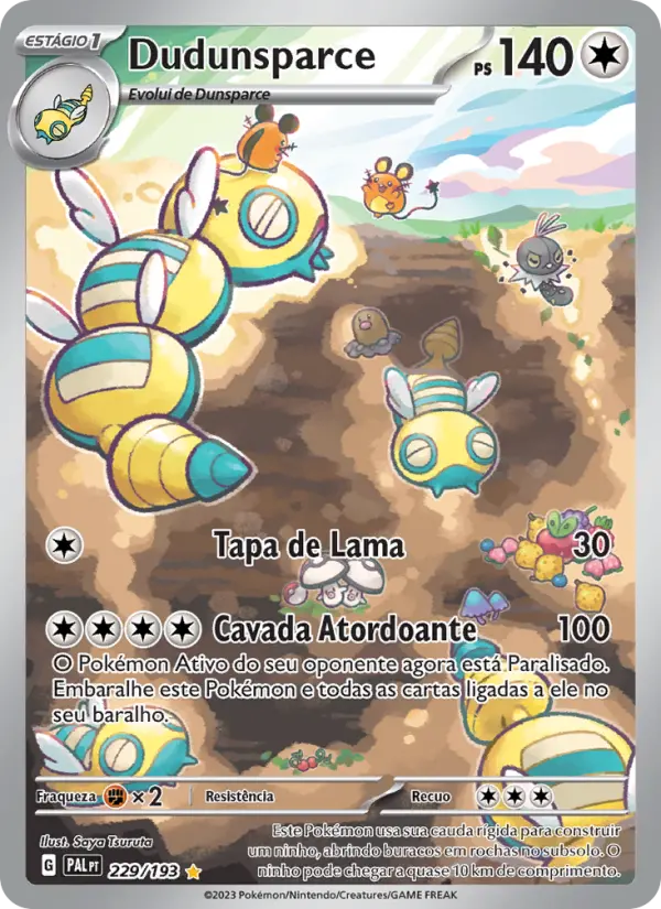 Carta Dudunsparce, número 229/193 da coleção Evoluções em Paldea